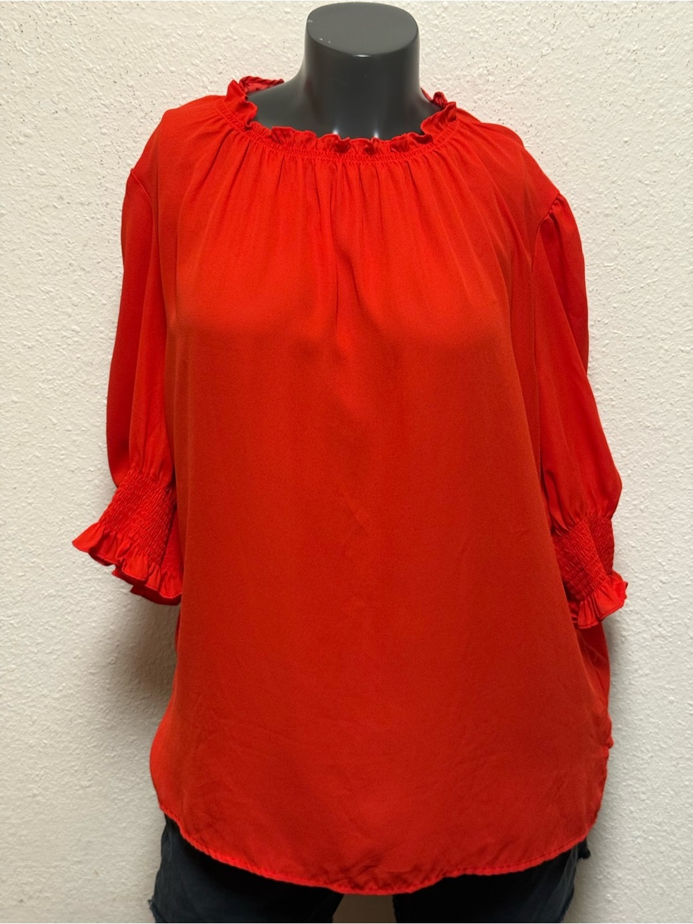Who What Wear Red Ruffle-Trim Blouse